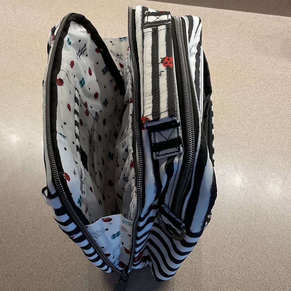Lug Black and White Striped Crossbody with Ladybug Design - Picture 8 of 10